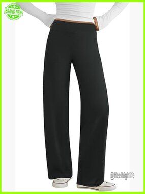 Wide Leg Yoga Pants with Pockets, Stretch Dress Work Pants, Lounge Sweatpants
